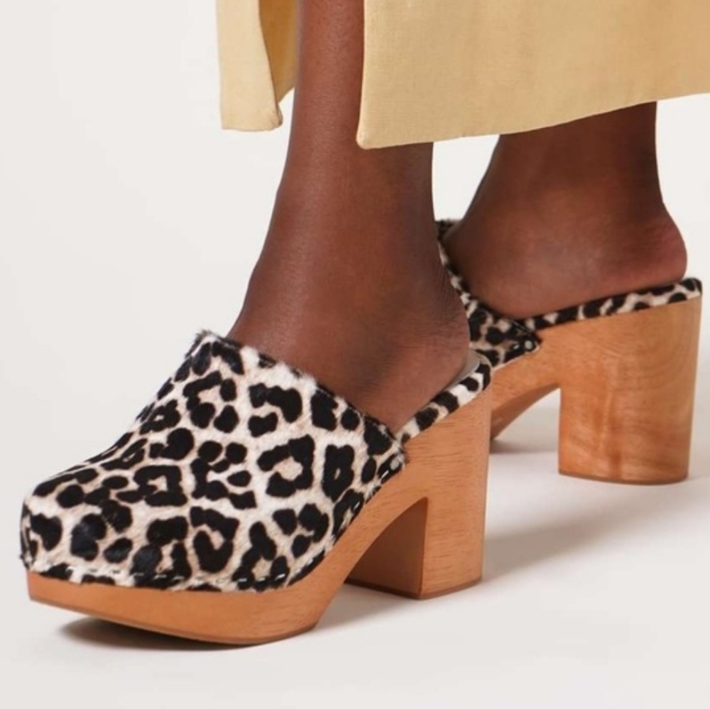 Charlotte Stone wood Marlo Clogs in Miaou (Dyed Pony Hair Animal Print) 41 10